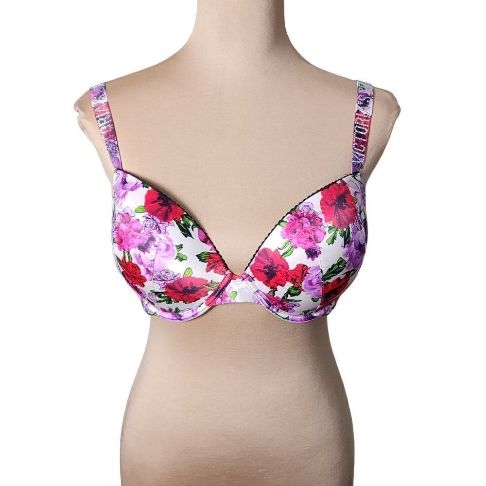 Victoria Secret Padded  36D Floral Rhinestone Strap Bra
